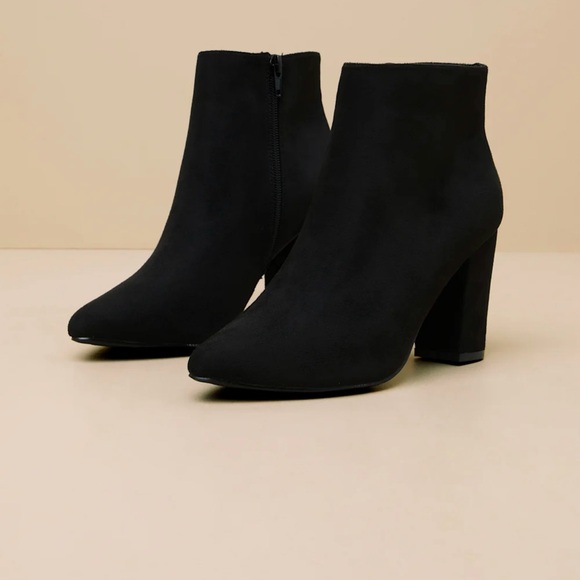Lulus Ottawa Black Suede high Heel Booties - Picture 1 of 4